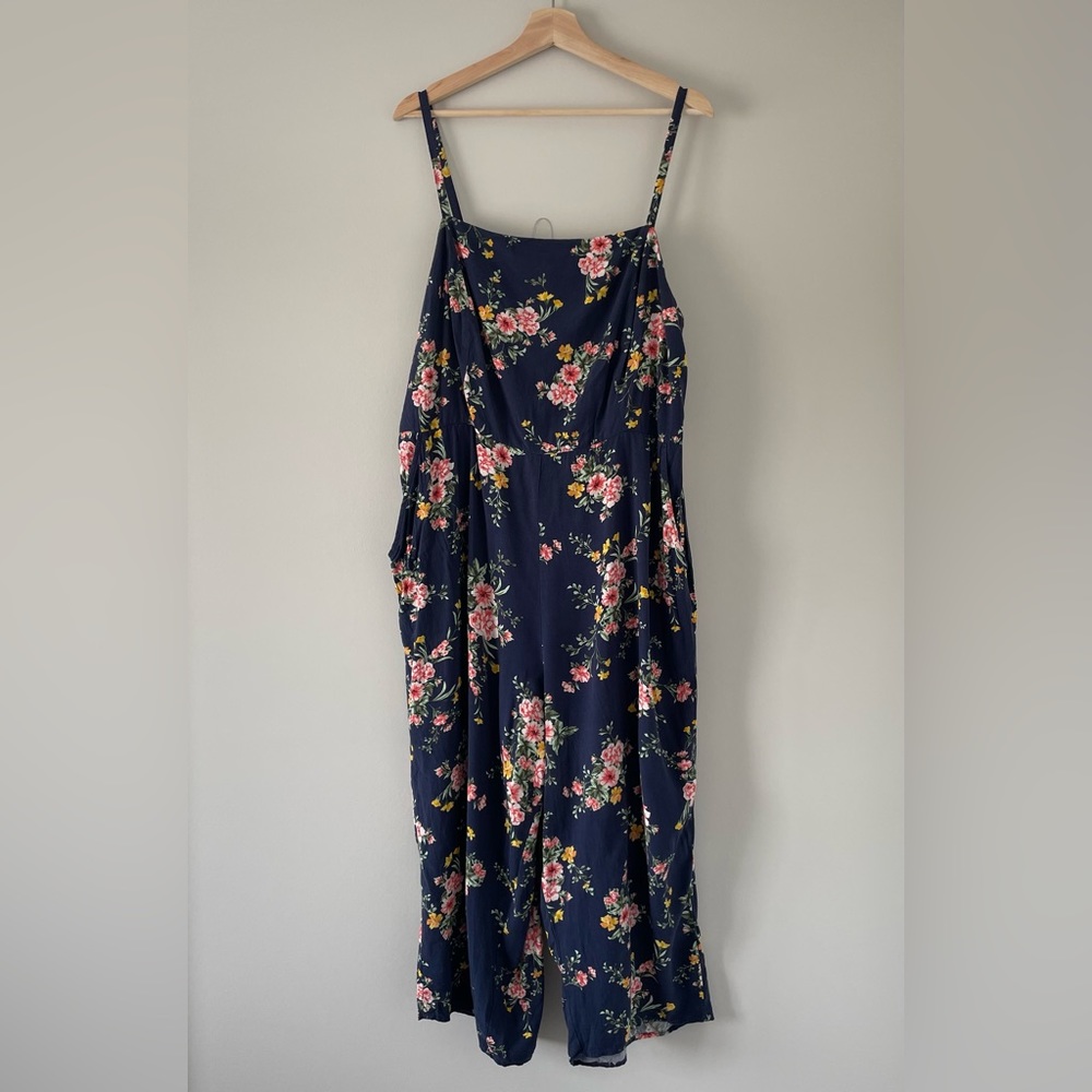 Floral Navy Wide-Leg Jumpsuit